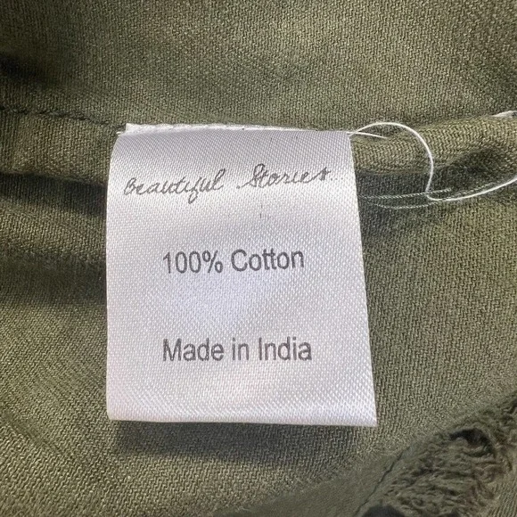 Beautiful Stories Anthropologie Inika Olive Green Utility Jacket S Embroidered - Picture 15 of 16